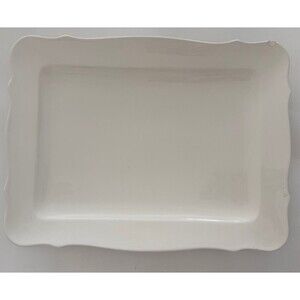 Williams-Sonoma White Large Heavy Scallop Edge Platter 16.5 x12.5"